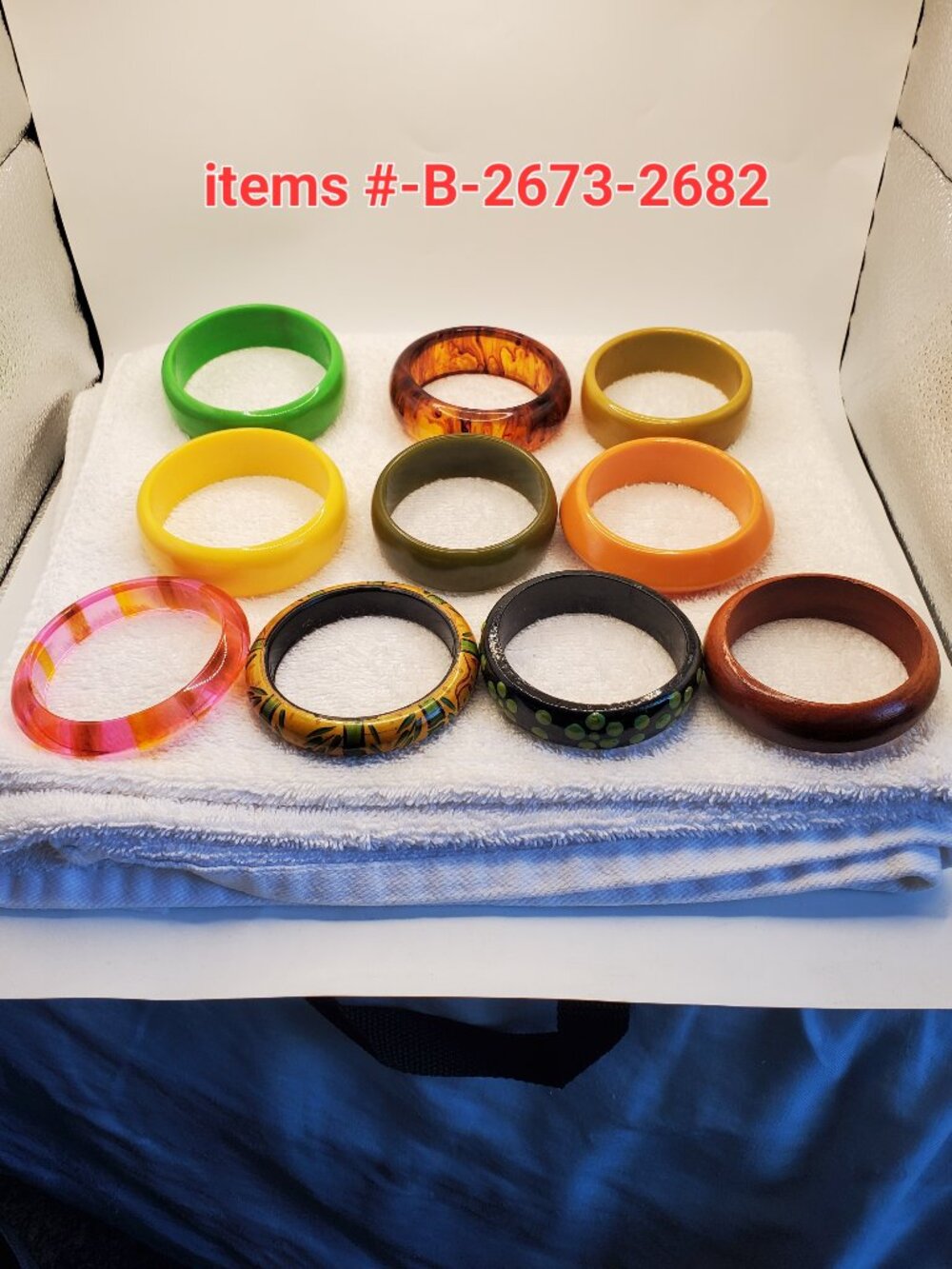 10 Bracelets, items # B-2673-2682, wt. 333 grams.